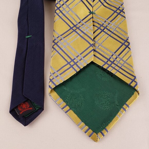 Tommy Hilfiger Blue and Yellow Mens Silk Tie 3.75" x 58" - Picture 4 of 6